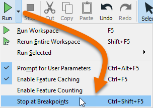 Enabling Stop at Breakpoints
